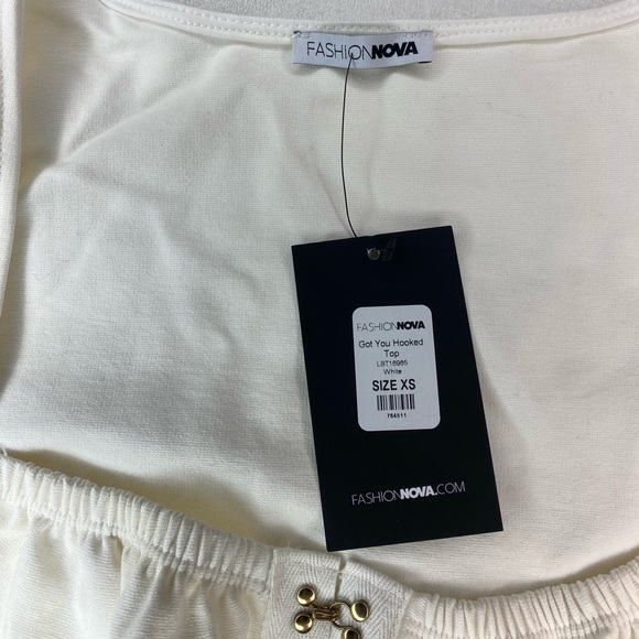Fashion Nova “Got You Hooked Top” in White - Picture 4 of 4